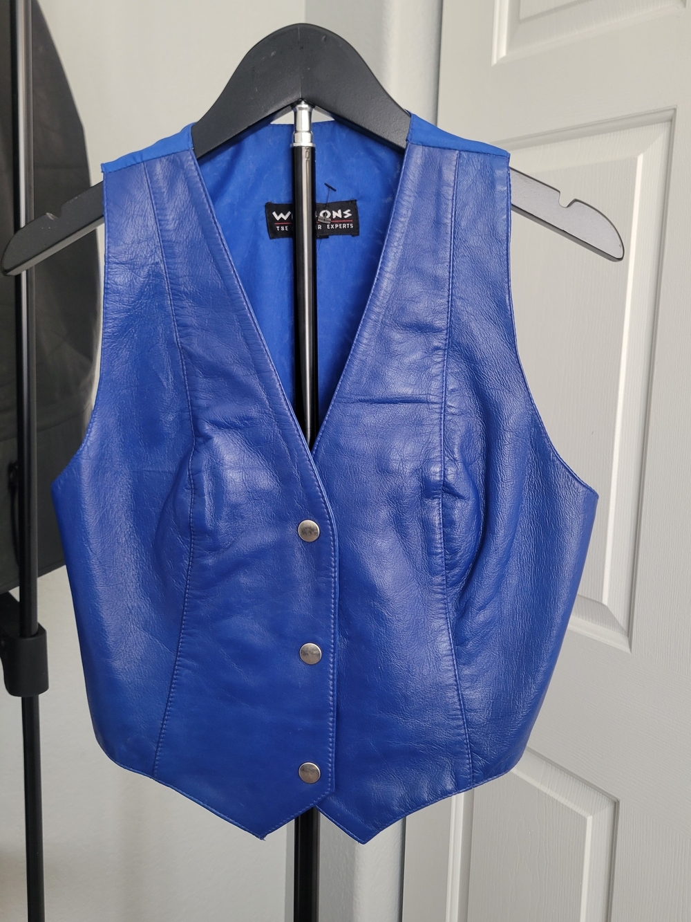Wilson Royal Blue Leather Vest with Snap Front